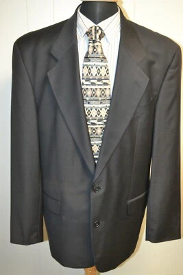 Hugo Boss Men's Super 100 Wool Black 2 Front Button Sports Coat Size 42L - Image 1 of 4