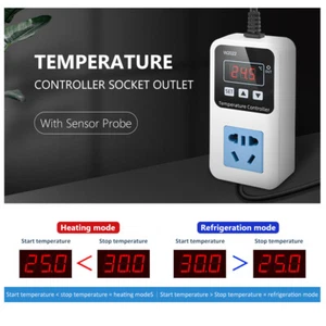 W2022 Temperature Controller 110-220V Control Socket Thermostat With NTC Sensor - Picture 1 of 25
