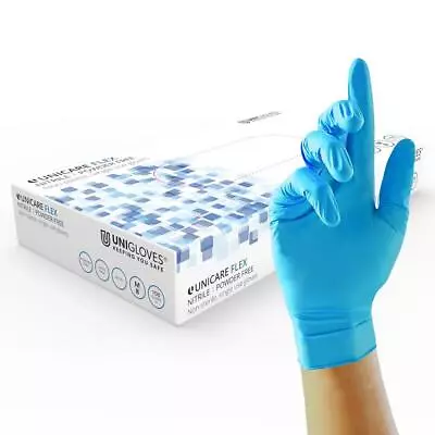 Box 100 Unicare Flex Blue Nitrile Ultra Light Disposable Gloves • 7.49£