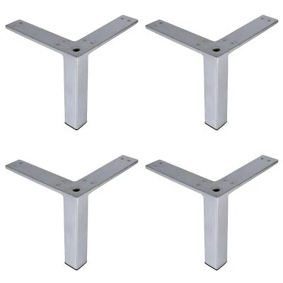 (4件装)5英寸沙发沙发方角家具腿重型拉丝钢 — 第 1/4 张图片