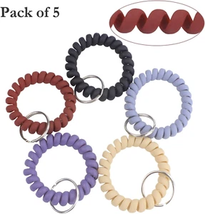 Wrist Coil Plastic Spring Flexible Spiral Wrist Band Key Holder for ID Badge - Picture 1 of 12