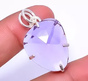 Amethyst Gemstone 925 Sterling Silver Solitaire Pendant 1.56" P7372-32 - Picture 1 of 1