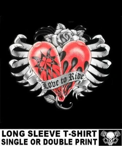 LOVE TO RIDE MOTORCYCLE RIDER BIKER CHOPPER HEART ROSE FLAMES TANKS T-SHIRT W148 - Picture 1 of 12