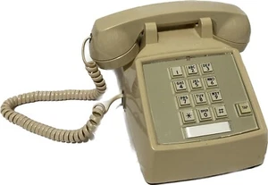 Cortelco Push Button Corded Landline Desk Telephone Tan Clean Untested 2507-AS - Picture 1 of 7