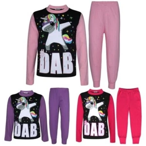Kids Girls Pyjamas Dabbing Unicorn #Dab Floss Lounge Wear Nightwear PJS 5-13 Yrs - Picture 1 of 25