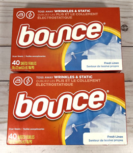 Bounce FRESH LINEN 40 Dryer Sheets Box Toss Away Wrinkles & Static (2 Boxes)