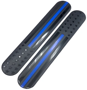 MIRROR SET 6" x 1" Aluminum Thin Blue Line Flag Decal Sticker Emblems - Bild 1 von 15
