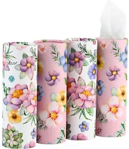 Car Tissues Holder with Facial Tissues - 4 PK - Travel Tissue Tubes Box Conta... - Picture 1 of 7