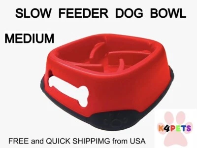 BFSEALS Slow Fedeer Pet Eater Bowl, MEDIUM, Elegant Red color