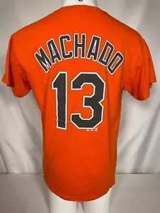 Manny Machado #13 Baltimore Orioles Orange Majestic T-Shirt Men's LARGE - Picture 1 of 12