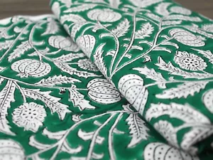 Indian Cotton Hand Block Floral Printed Running Voile Dressmaking Craft Fabric - Picture 1 of 9