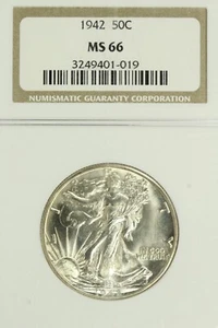 1942 Walking Liberty Half Dollar : NGC MS66 Blazing White - Picture 1 of 4