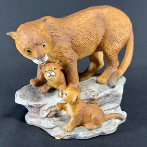 Vintage Homco Masterpiece Porcelain — Endangered Species Mountain Lions — 1994 - Picture 1 of 10