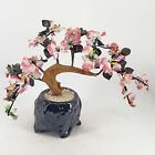Vintage Bonsai Quartz Jade Celadon Cherry Blossoms tree pink glass flower