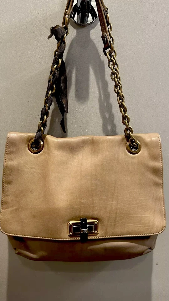 BOLSO DE MANO LANVIN Color Semi Oscuro Bronceado 9 x 12 x 1 1/2 en 15 pulgadas Casi Nuevo  Foto 1 de 4