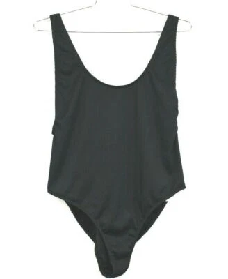 Topshop 女式黑色罗纹无袖紧身衣纯色 U 领 12 码 — 第 1/4 张图片