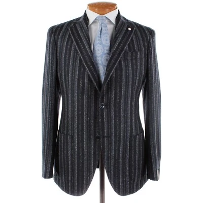 L.B.M. Abrigo deportivo 1911 nuevo con etiquetas mezcla de lana talla 50L (40L EE. UU.) a rayas azules y grises Foto 1 de 4