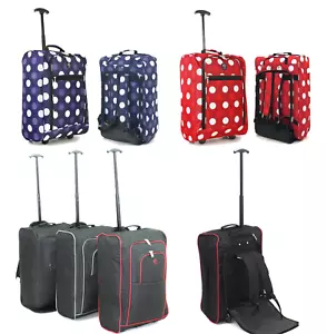 55x35x20cm Lightweight Cabin Bag Wheeled Trolley Backpack Hand Luggage Suitcase - Picture 1 of 40