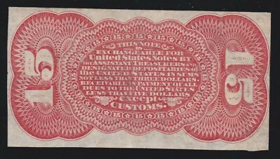 US 15c Fractional Currency Note Specimen Red Back FR 1274sp Ch CU - Image 1 of 2