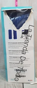 PAIR OF BLUE WHEELCHAIR ARM REST ARMREST PADS SOFT SHEEPSKIN STYLE COVER READ - Picture 1 of 8