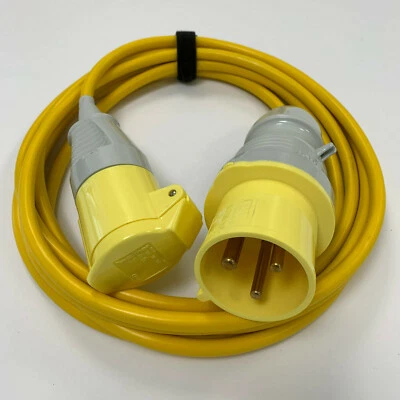  16amp Socket  - 32a Plug Arctic Yellow 110v Jumper Adaptor Generator Site Lead  - Image 1 of 4