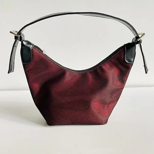 Victoria's Secret Red Sateen Black Netting shoulder Bag Buckle Strap Vintage  - Picture 1 of 11