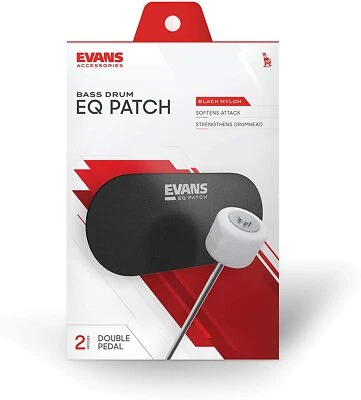 Evans EQPB2 Black Double Bass Drum Pedal Slam Patch Twin Pack