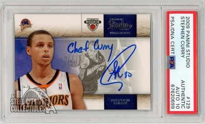 Tarjeta de novato Stephen Curry 2009 autógrafo de estudio Chef Curry #129 PSA auténtica automática 10 Foto 1 de 2
