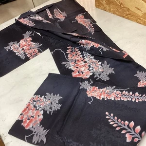 Japanese Traditional Summer Kimono Yukata Black Flowers Elegant Design - Picture 1 of 7