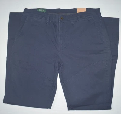 Pantalones chinos Orvis Montana Rancher de lona elásticos de algodón azul marino talla 36 x 34 nuevos con etiquetas Foto 1 de 4