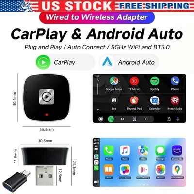 Adaptador Automático 2 en 1 Inalámbrico Carplay Android Mini Ai Box Plug&Play Conexión Automática Foto 1 de 4