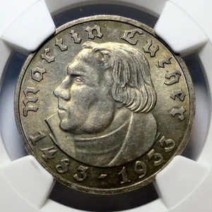 Germany 1933 A 5 Reichsmark, Martin Luther KM#80 NGC MS62 - Picture 1 of 5