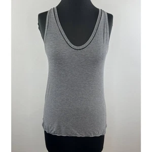 Lululemon schwarz weiß gestreifter ärmellos U-Ausschnitt Pullover sportlich Tank Top 4 - Bild 1 von 5