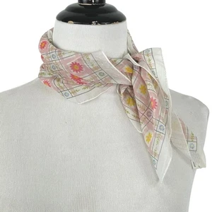 Cejon Women Made in Italy Square Head Neck Scarf Floral Dainty Coquette Pink - Picture 1 of 4