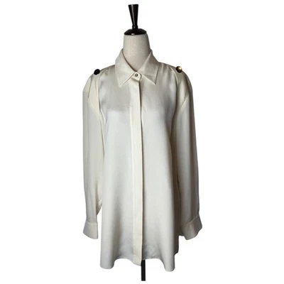 Alexander Wang Shirt Women 4 Ivory Button Down Long Sleeve Blouse Luxury Preppy - Image 1 of 4