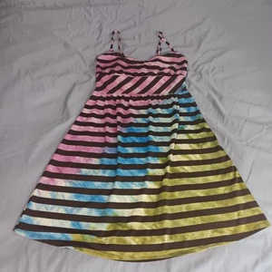 Vtg Lucky Brand Bathing Suit Cover Dress Stripe Tie Dye BEACH Wear Sz XS-S - Picture 1 of 10