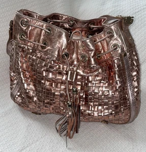 ELLIOTT LUCCA Metallic Rosegold Leder geflochten Schultertasche Hobo Handtasche Geldbeutel - Bild 1 von 10
