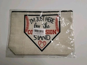 Canvas Cosmetic Bag Baseball Theme Funny Quote Concession Stand Sports Mom Gift - Picture 1 of 2