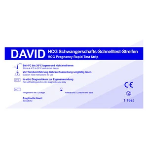 5 x David Schwangerschaftstest Streifen 10 miu/ml HCG pregnancy test - Bild 1 von 2