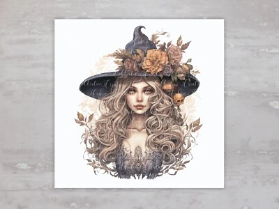 Sombrero Floral Bruja Gótica Halloween Edredón Panel de Tela Costura Edredón Bloque A20 Foto 1 de 4