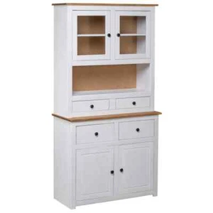 Highboard White 93x40.5x180 cm Solid Pinewood Panama Range vidaXL - Picture 1 of 7