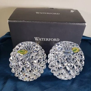 Waterford Kristall runder Kerzenhalter 2er Set Bougeoir Diamond Point schwer - Bild 1 von 10