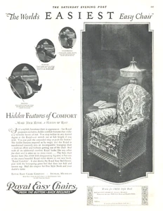 Furniture easy chair upholstered antique PRINT AD recliner living room 1926 - Picture 1 of 2