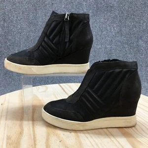 Mia Boots Womens 8 M Remy Wedge Booties Black Faux Leather Side Zip Round Toe - Picture 1 of 16
