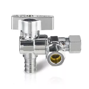 EFIELD 1/2"PEX Crimpado×3/8"OD×3/8"OD Compr. Válvula de parada de ángulo dividido 1/4 vuelta sin cable - Imagen 1 de 8