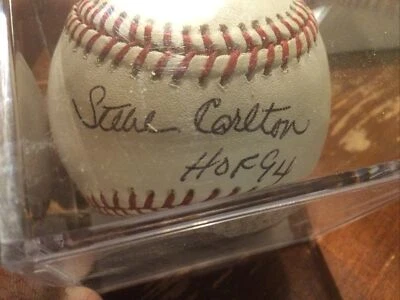 Steve Carlton  Autographed MLB Baseball HOF 1994 - Image 1 of 3