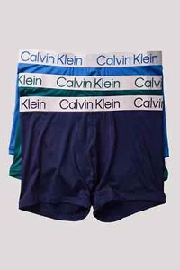 Calvin Klein Men's Steel Microfibre Trunk 3-Pack Atlantic Deep/Delft/Peacoat - Picture 1 of 8