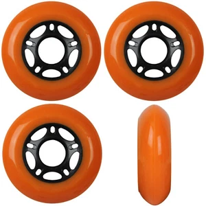 Inline Skate Wheels 80mm 89A Outdoor Orange Rollerblade Hockey 4 Pack - Picture 1 of 4