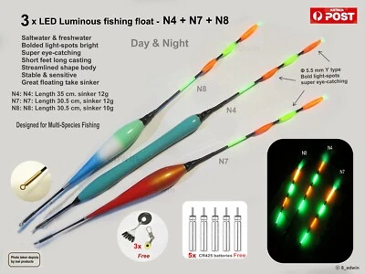 Day & Night LED Luminous Saltwater Freshwater float Multi Species Fishing Floats - image 1 of 4