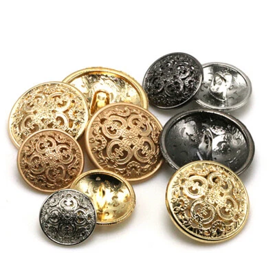 10x Round Metal Buttons Hollow Carved Sewing for Jacket Blazer Suits Sweaters - Image 1 of 4